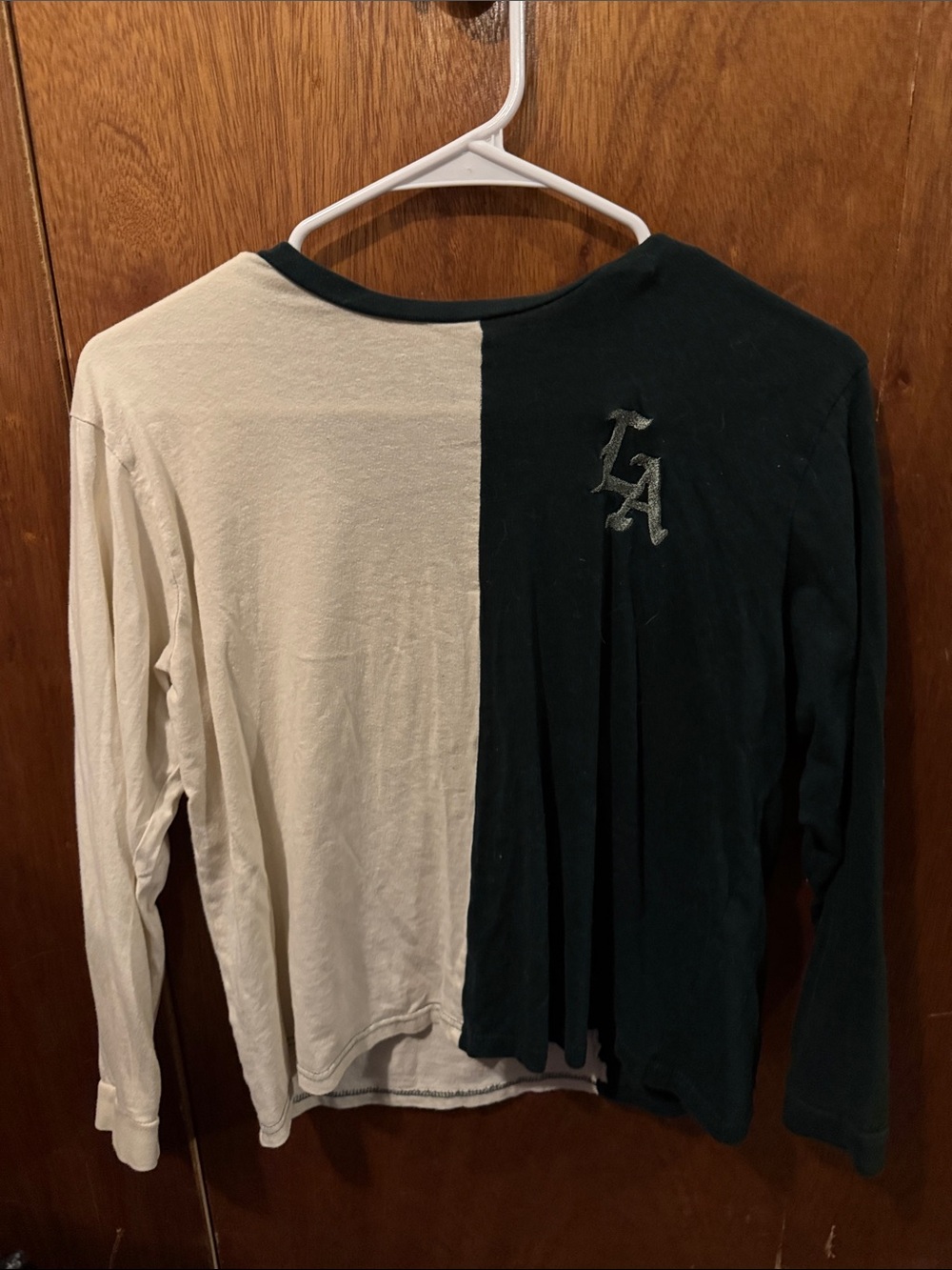 Eighty Eight Two-Tone Long Sleeve Tee in Cream and Black